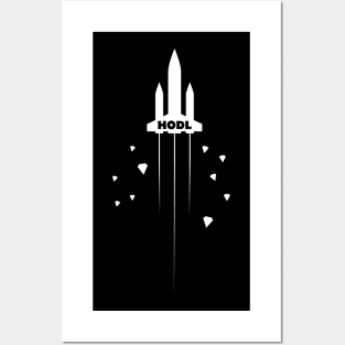 Hodl Rocket with Diamonds Posters and Art